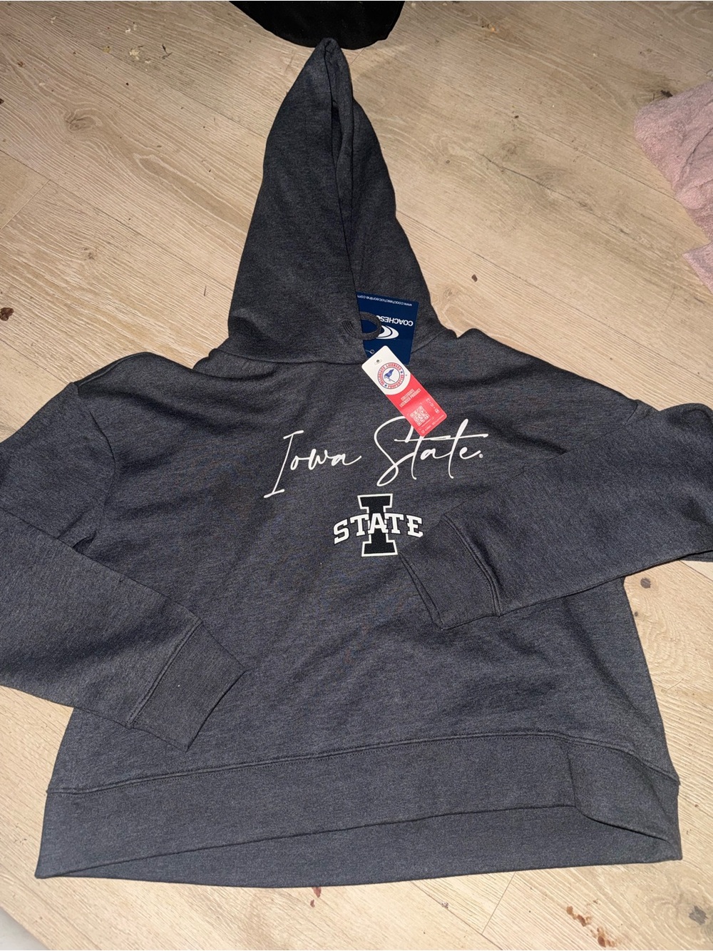 Iowa State Dark Gray slightly cropped Hoodie - Pullover Womens  Sweatshirt